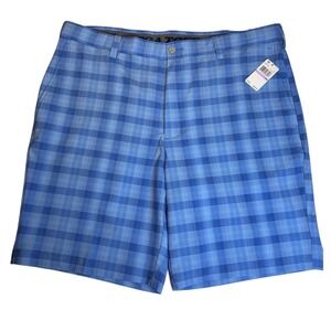 PGA TOUR NWT Blue Plaid Golf Shorts Moisture Wicking Stretch Size 38 Preppy Golf